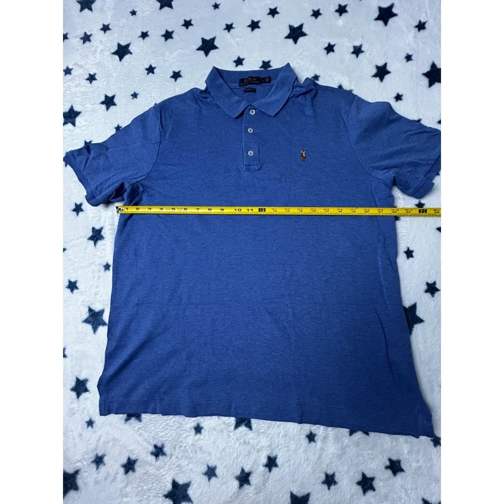 Polo Ralph Lauren Mens Large Blue Classic Fit Pony Polo Shirt Short Sleeve